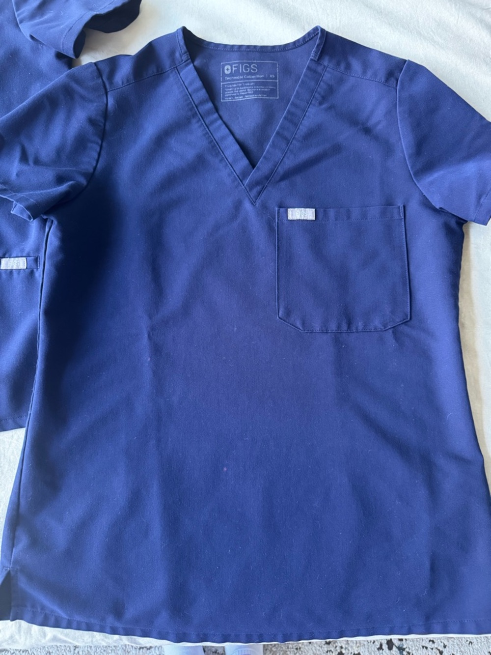 Lot of 2 FIGS Navy Blue Scrub Tops